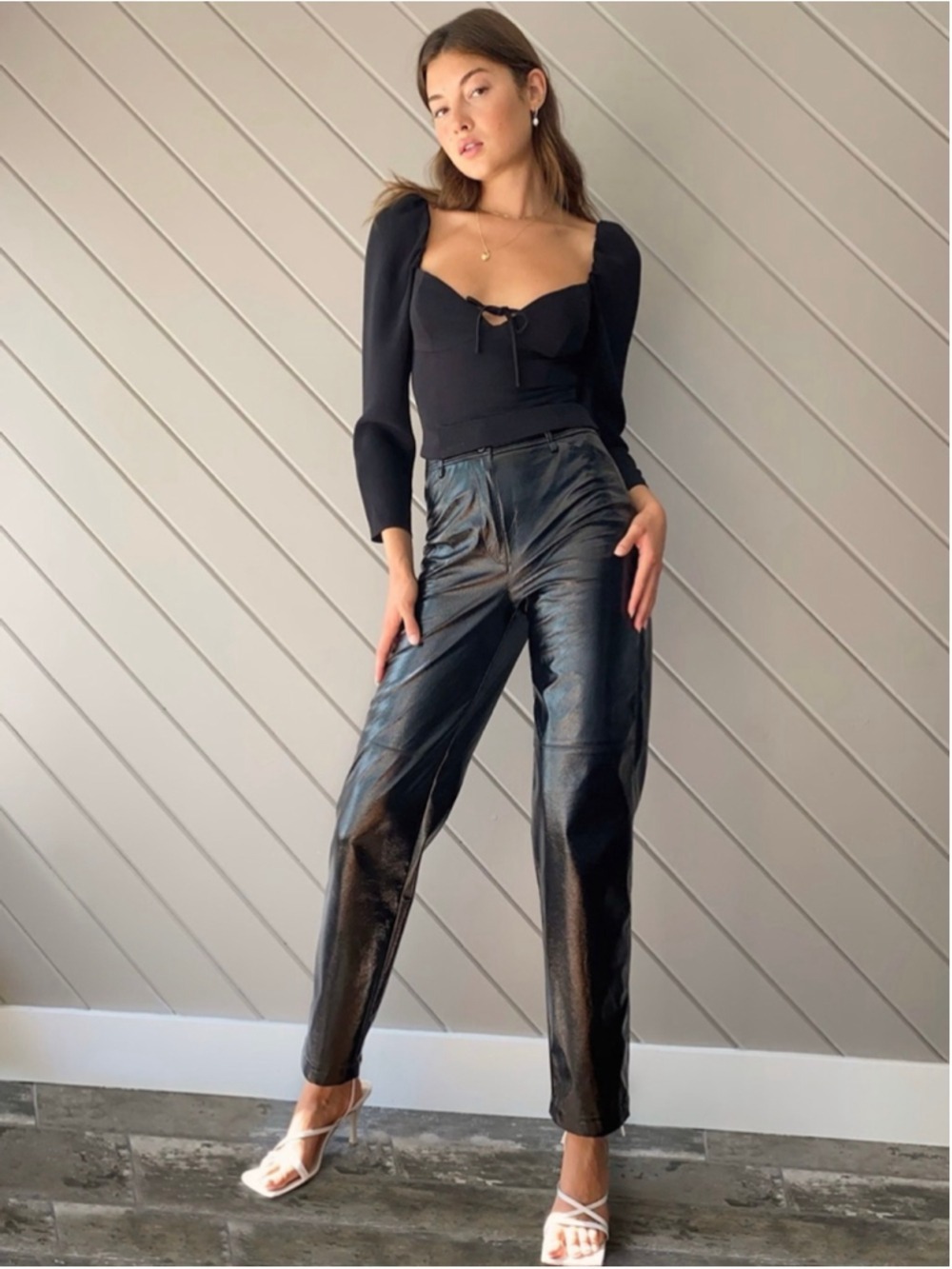 Wilfred Funk Pant High-rise Glossy Vinyl Faux Leather Pants Black Size 4 Aritzia